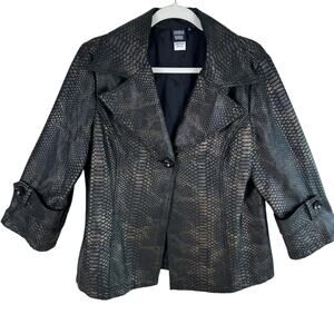 Sharon Young Vintage Snakeskin 3/4 Sleeve Lined Collared Blazer Jacket Size 14